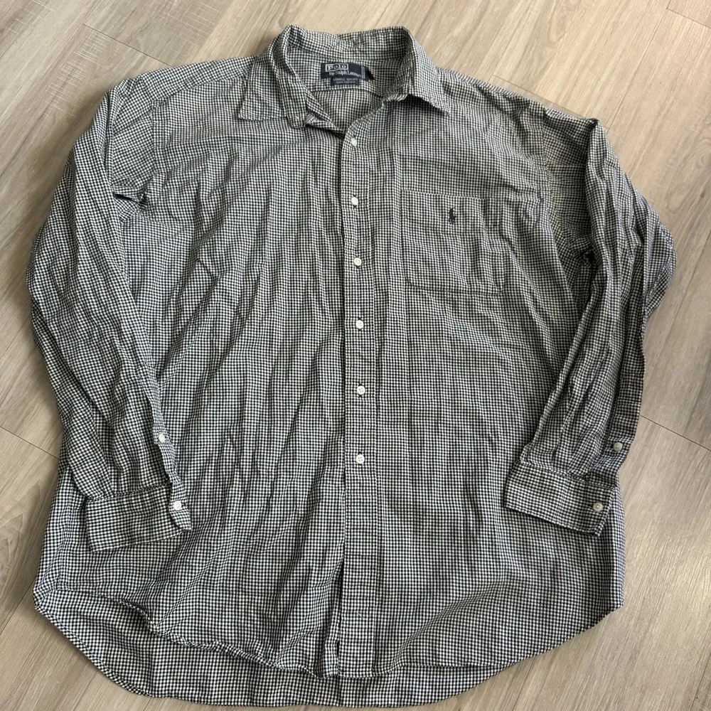 Ralph Lauren Button UpShirt Lowell Sport‎ Men's  Size XL Black And White Plaid